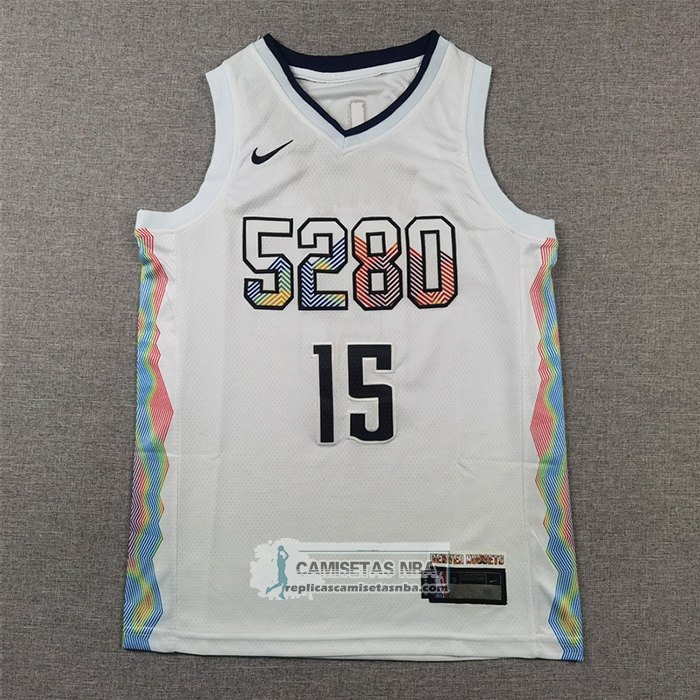 Camiseta Nino Denver Nuggets Nikola Jokic NO 15 Ciudad 2024-25 Blanco